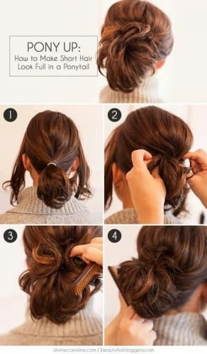 ensinando penteados simples com um cabelo de cabelo de comprimento médio