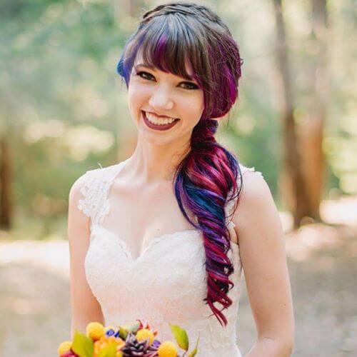 Penteados de casamento de noiva arco-íris