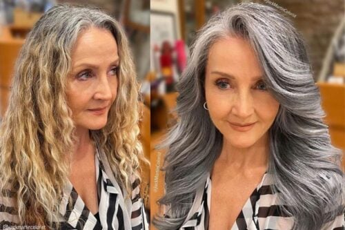Penteados longos para mulheres com mais de 60 anos