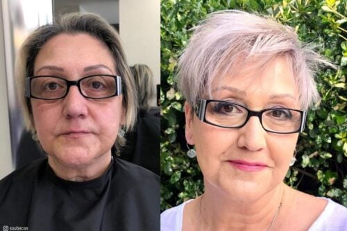 Cortes de cabelo pixie para mulheres idosas com óculos
