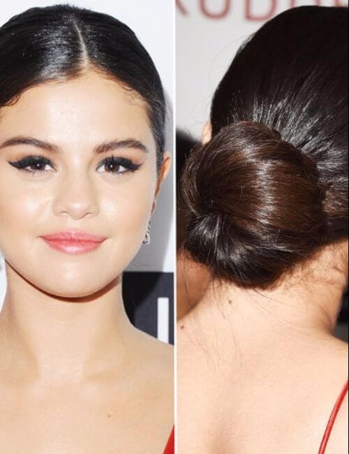 Selena Gomez Selena estilo penteados simples para namoradas da noiva com uma cauda lateral