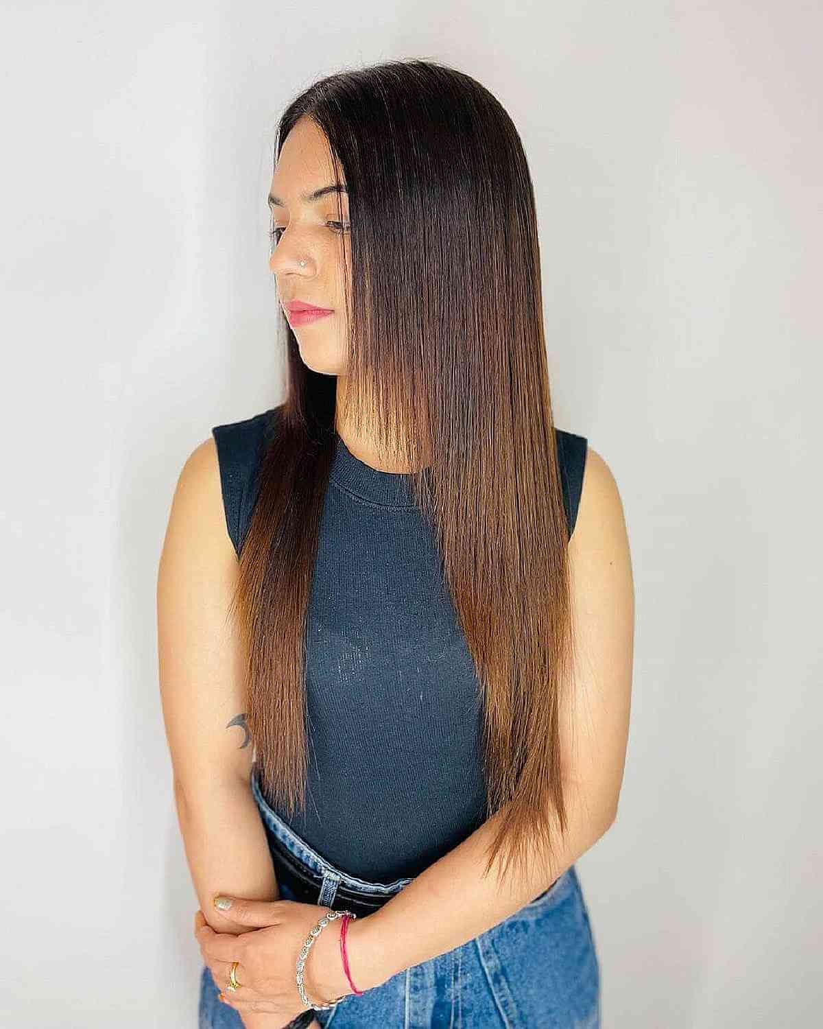 Penteado simples, liso e reto para cabelos longos