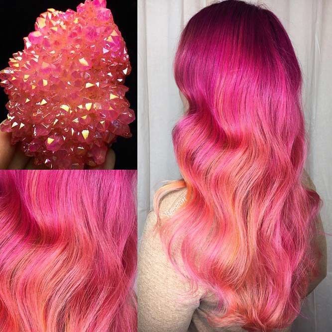 Quartzo aura de anjo rosa #geodehaircolor #haircolor #crystalforhair