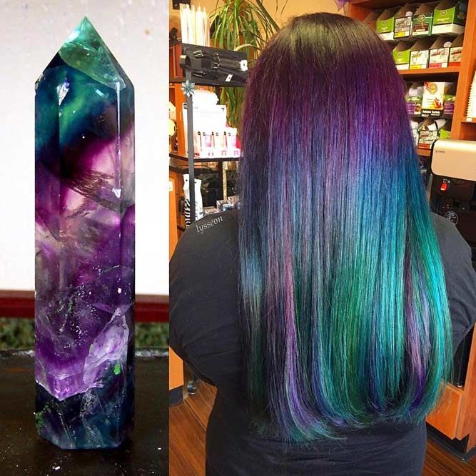 Fluorita arco-íris #geodehaircolor #haircolor #crystalhair